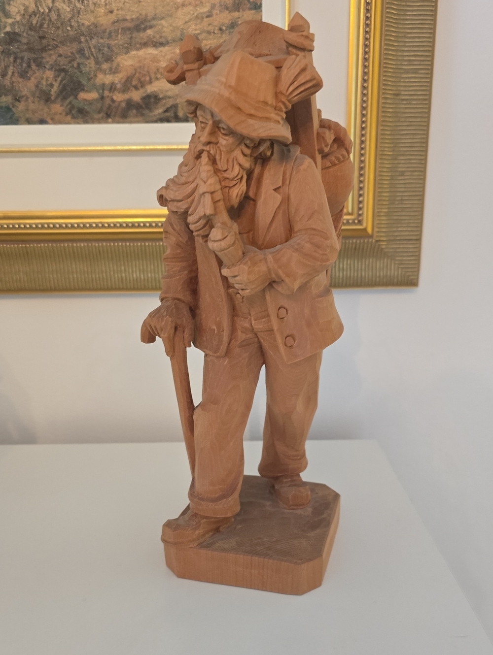 Handcrafted Wooden Traveler Statue - Brown